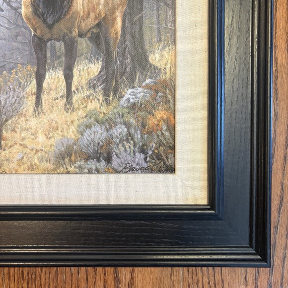 Elk Print Art Foggy Mountain by Bruce Miller Framed Numbered Signed 17.5"x 14.5" - Picture 6 of 11